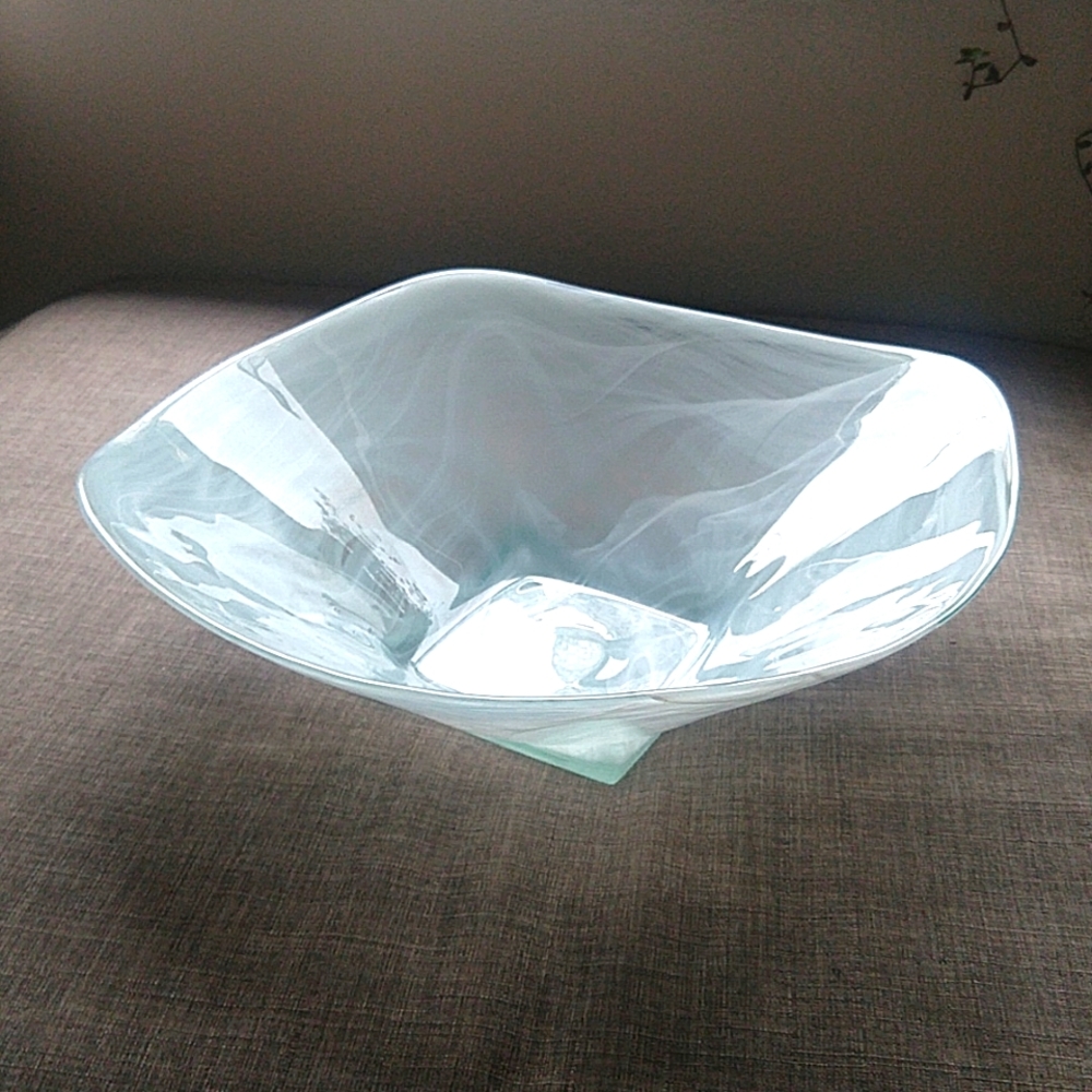 Handmade Glass Large Natural Organic Shaped Bowl Home Decor